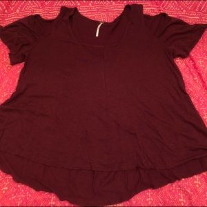 Burgundy boho cold shoulder T-shirt by free people